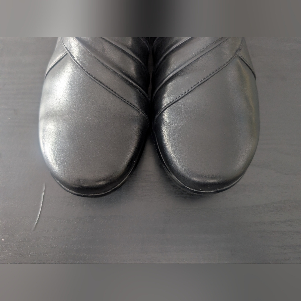 Clarks Hope Roxanne Black Leather Slip-On Shoes Women's 7.5 W Comfort Ortholite - Picture 9 of 13